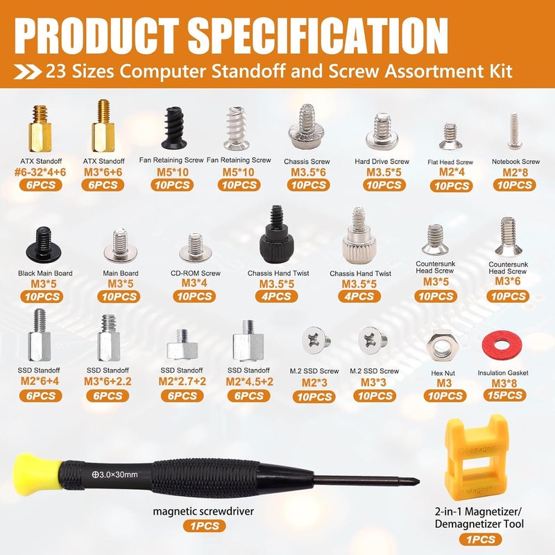 mankk 23 Sizes M.2 Computer Screws Motherboard Standoffs Laptop Screws for Motherboard,HDD Hard Drive,SSD,PC Case,PC Fan,ATX Case,CD-ROM - Image 3